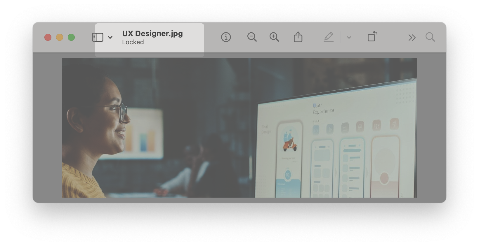 MacOS Preview app showing a locked image file